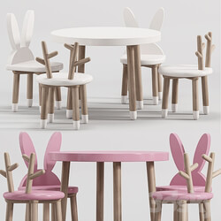 Wooden Table Chair Set for kids 2 