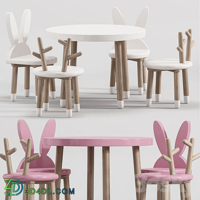 Wooden Table Chair Set for kids 2