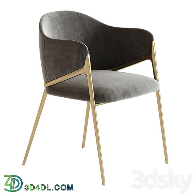 Metal Solid Back Arm Dining Chair Glam Chair for Dining Room