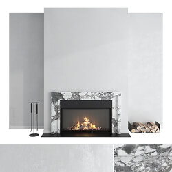 Decorative wall with fireplace set 43 