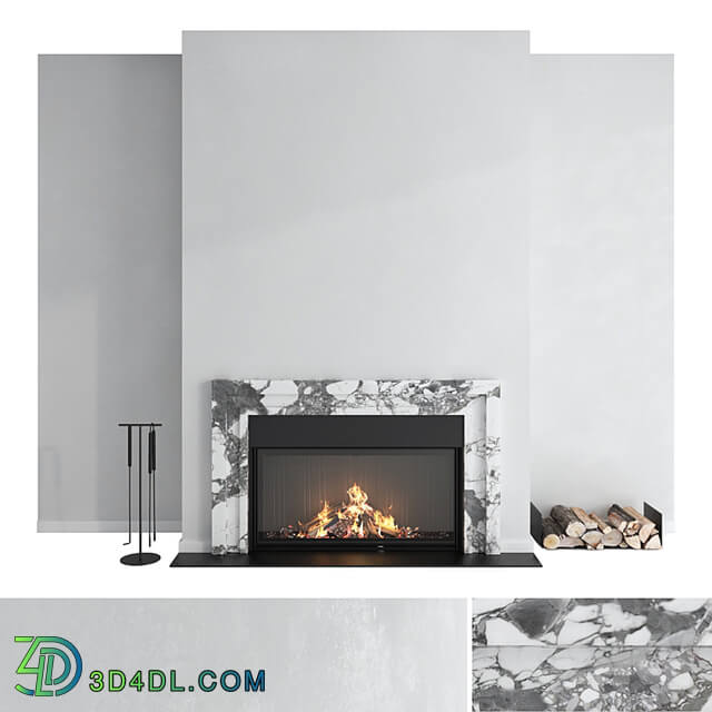 Decorative wall with fireplace set 43