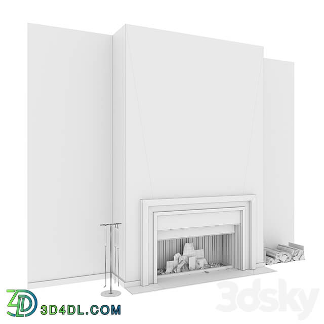 Decorative wall with fireplace set 43