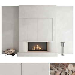 Decorative wall with fireplace set 47 
