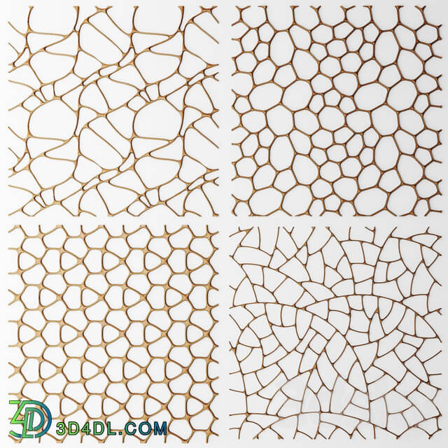 Set. The grille panel.Lattice panel pattern art abstraction decorative interior wall decor 3D Models