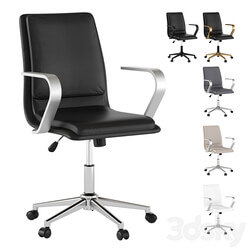 James mid back leather office chair with brushed metal armrests 