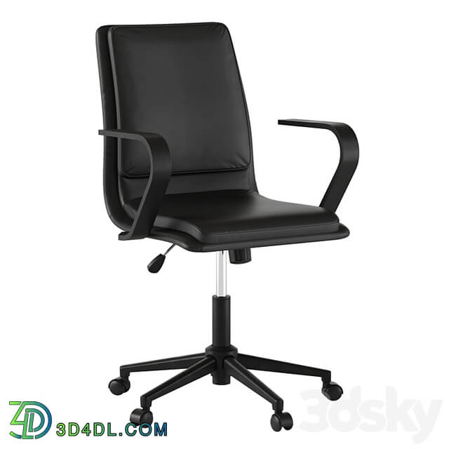 James mid back leather office chair with brushed metal armrests