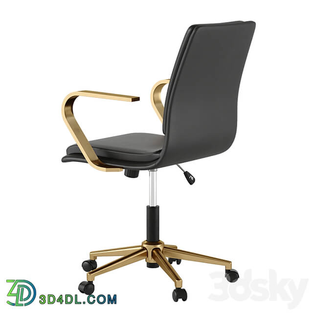 James mid back leather office chair with brushed metal armrests