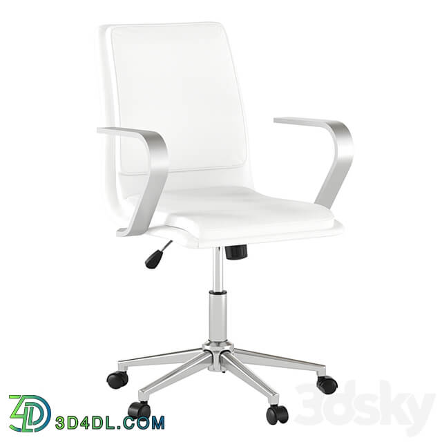 James mid back leather office chair with brushed metal armrests