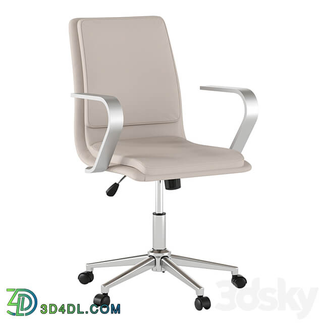 James mid back leather office chair with brushed metal armrests