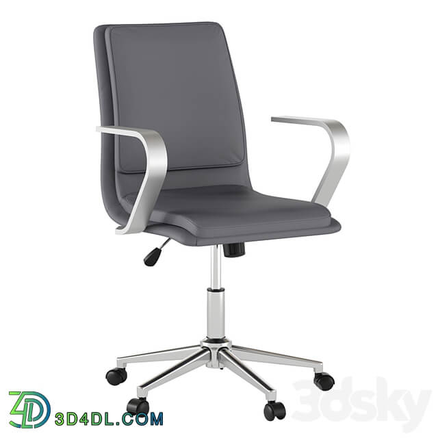 James mid back leather office chair with brushed metal armrests