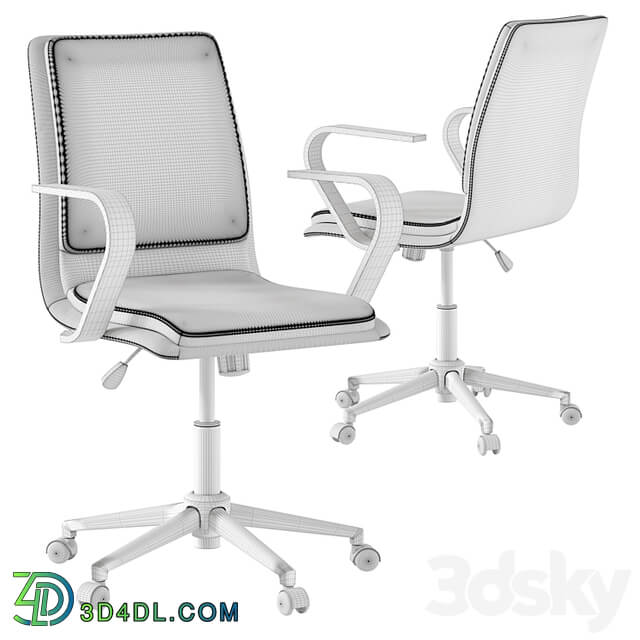 James mid back leather office chair with brushed metal armrests