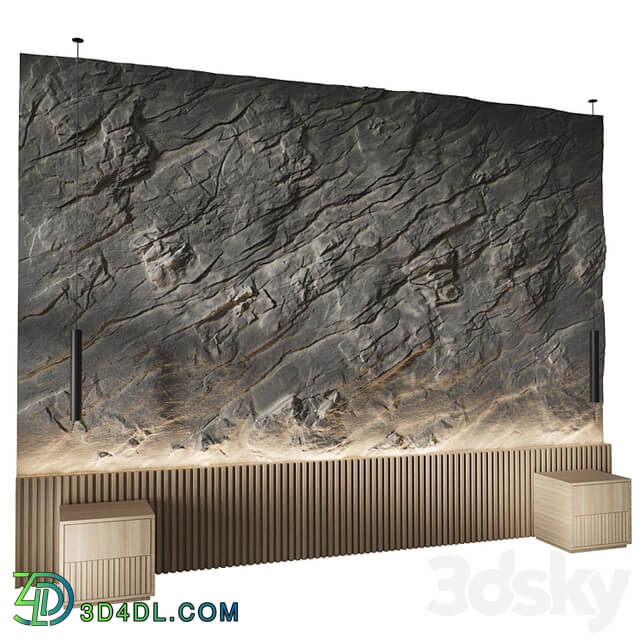 Rock headboard, headboard, stone panels