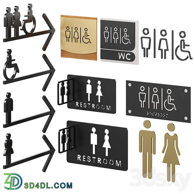 Restroom Directional Door Signs 2