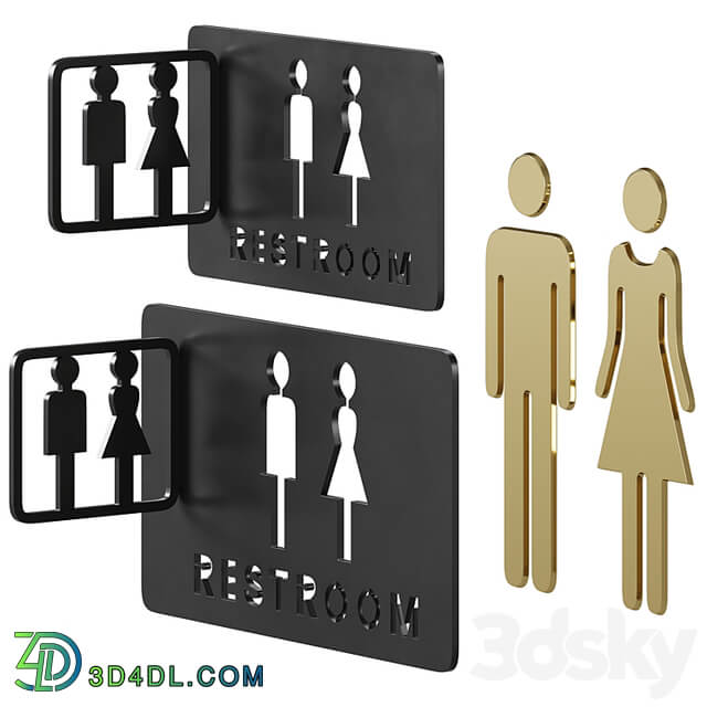 Restroom Directional Door Signs 2