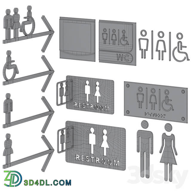 Restroom Directional Door Signs 2