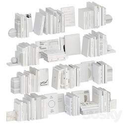 A set of white books with bookends 