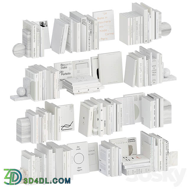 A set of white books with bookends