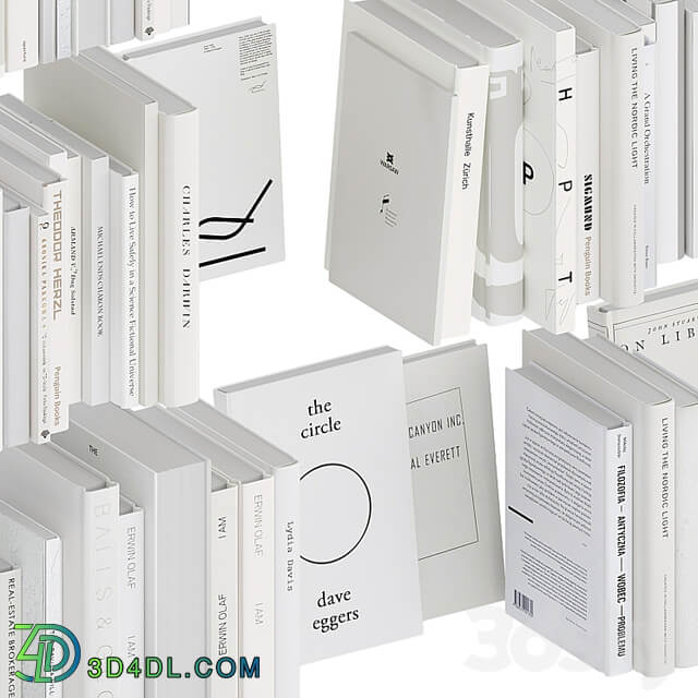 A set of white books with bookends