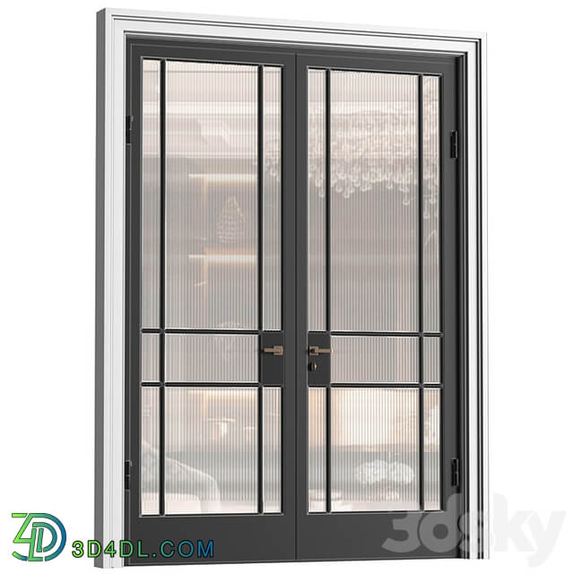 Interior Doors in Art Deco style with corrugated glass. Entrance Art Deco Interior Modern Doors