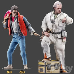 set of figures 3 Doc Brown and Marty McFly 