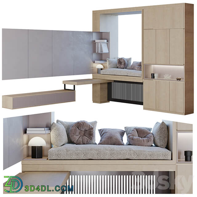 Cabinet furniture for the window and TV area