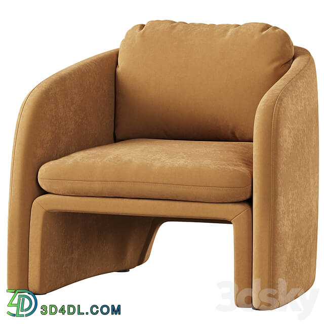 Low chair upholstered in suede, Warren