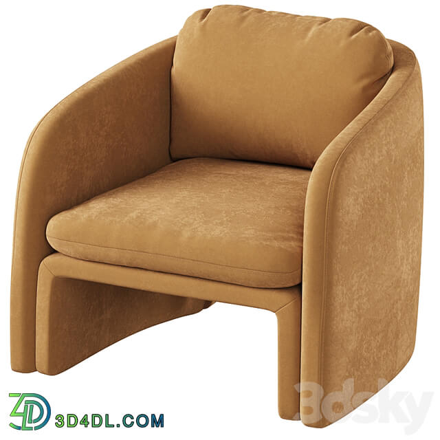 Low chair upholstered in suede, Warren