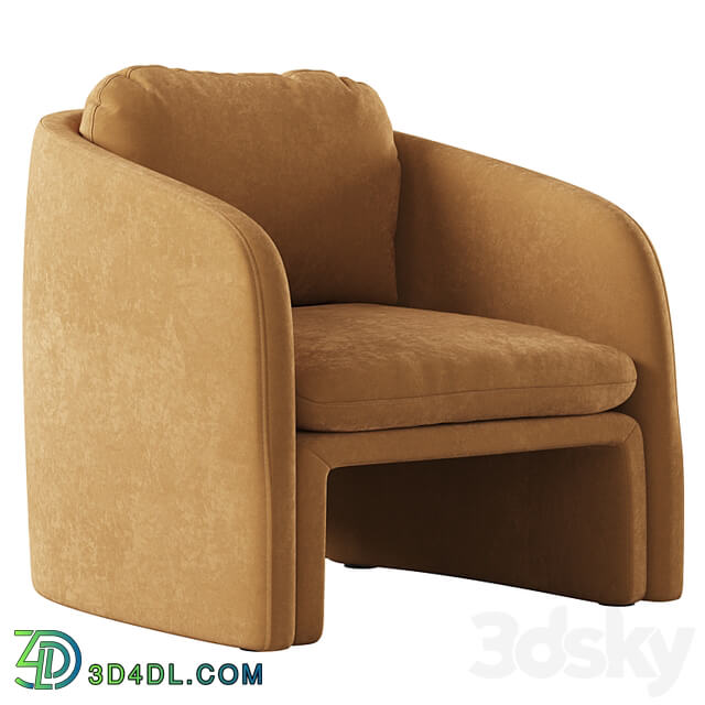 Low chair upholstered in suede, Warren