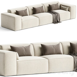 Scandinavian Slipcovered Square Arm Modular Sofa 