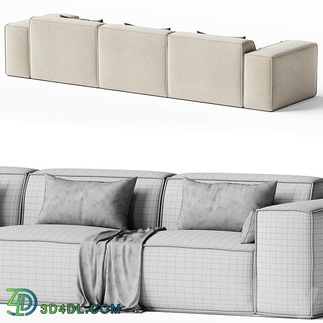 Scandinavian Slipcovered Square Arm Modular Sofa