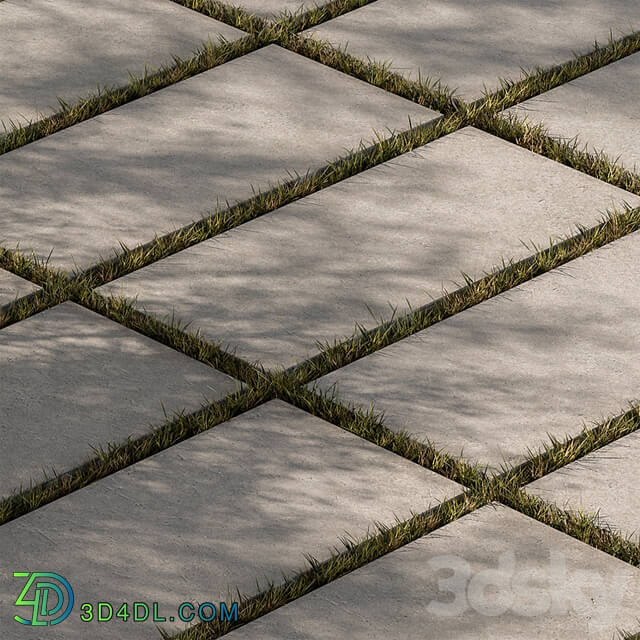 Concrete Slab with Grass Paving 03