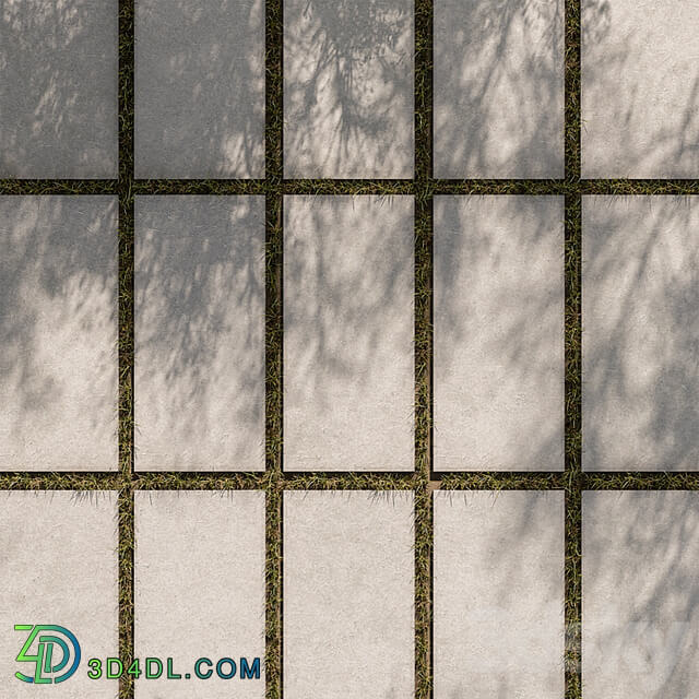 Concrete Slab with Grass Paving 03