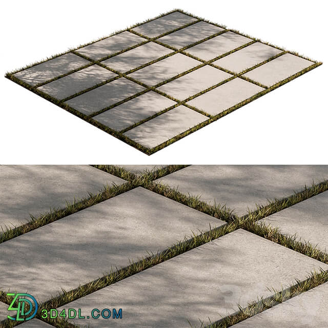 Concrete Slab with Grass Paving 03