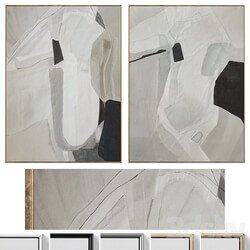 Large Mid Century Abstract Neutral Wall Art C 864 