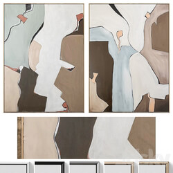 Large Mid Century Abstract Neutral Wall Art C 871 