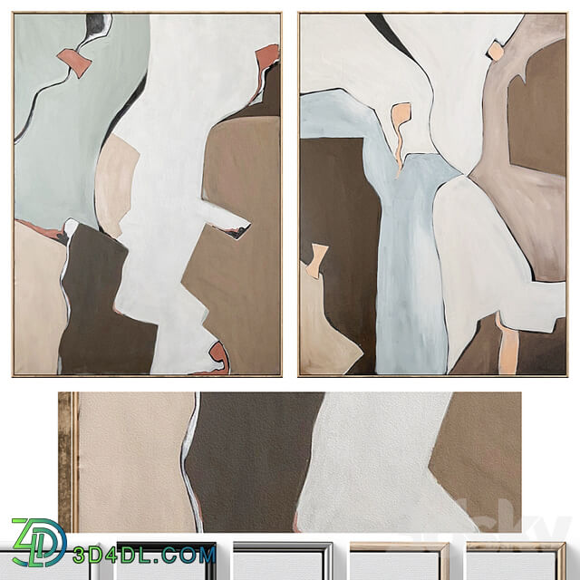 Large Mid Century Abstract Neutral Wall Art C 871