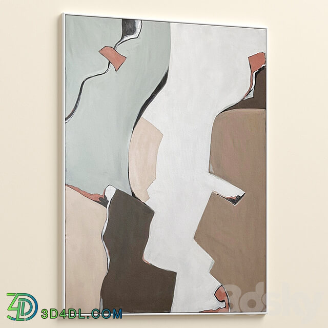 Large Mid Century Abstract Neutral Wall Art C 871