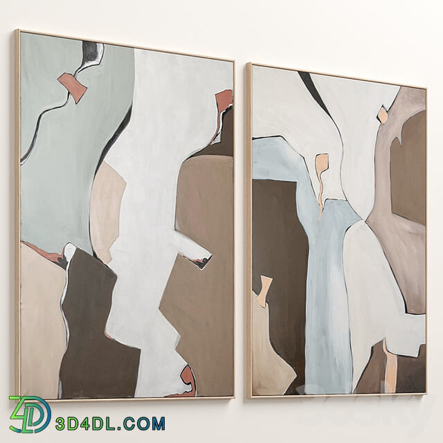 Large Mid Century Abstract Neutral Wall Art C 871