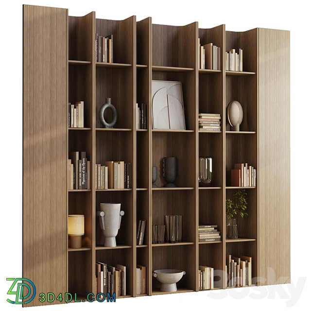 wooden Shelves Decorative With Plants and Book Wooden Rack 08