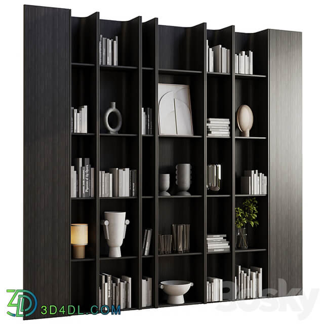 wooden Shelves Decorative With Plants and Book Wooden Rack 08