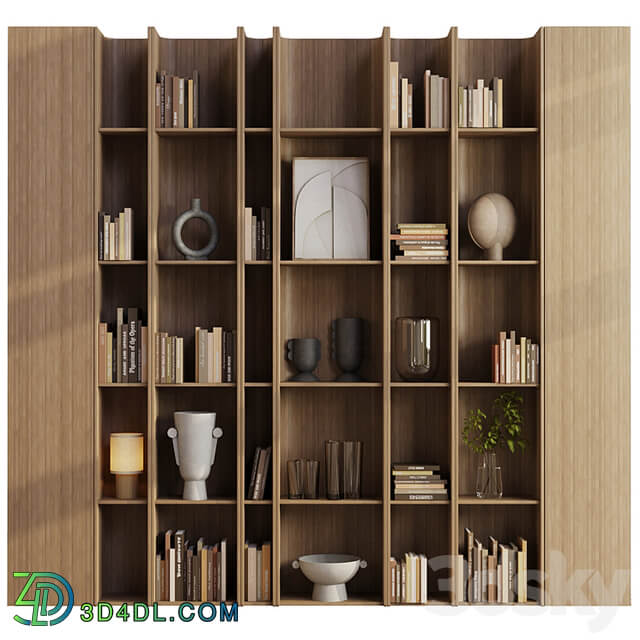 wooden Shelves Decorative With Plants and Book Wooden Rack 08