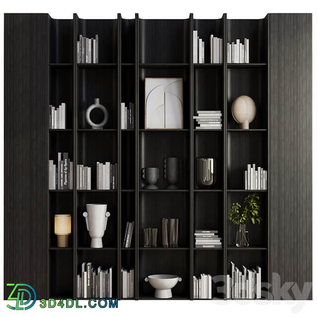 wooden Shelves Decorative With Plants and Book Wooden Rack 08