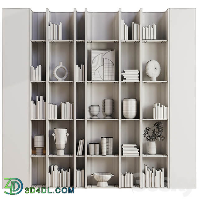 wooden Shelves Decorative With Plants and Book Wooden Rack 08