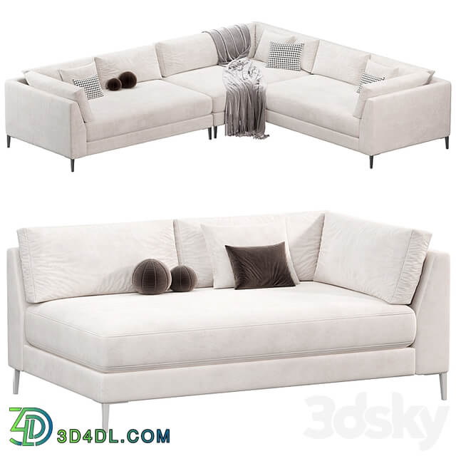 DECKER 2 PIECE L SHAPED WHITE PERFORMANCE SOFA CHAISE BY cb2