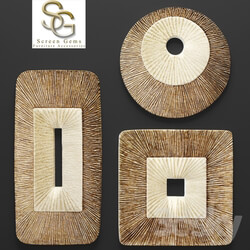 Concave Ribbed Plaque Wall Art Set panel wall decor stone carving sculpture painting art contemporary art Other decorative objects 3D Models 