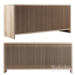 Oak Slatted Credenza by Material 