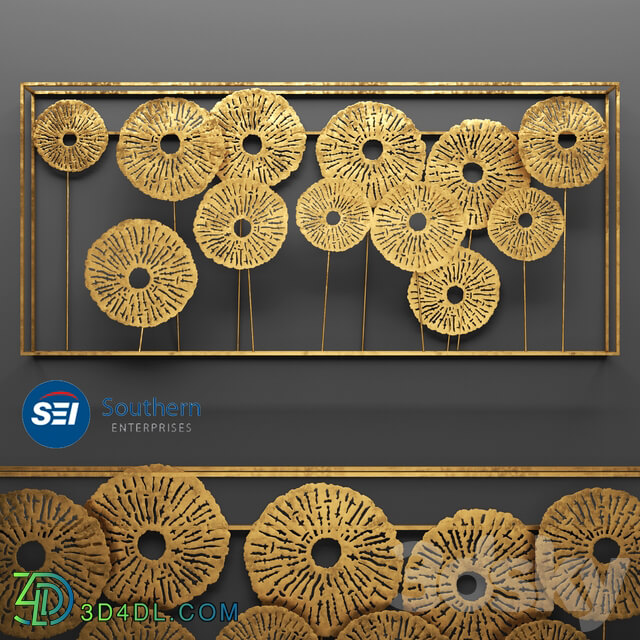 Southern Enterprises Aura Wall Sculpture wall decor art metallic luxury gold abstraction flowers panels contemporary art sculpture art wall decor Other decorative objects 3D Models