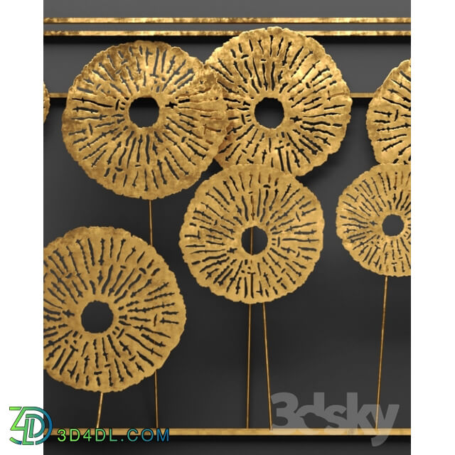 Southern Enterprises Aura Wall Sculpture wall decor art metallic luxury gold abstraction flowers panels contemporary art sculpture art wall decor Other decorative objects 3D Models