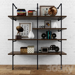 Vintag shelves loft wiht decor set 3D Models 