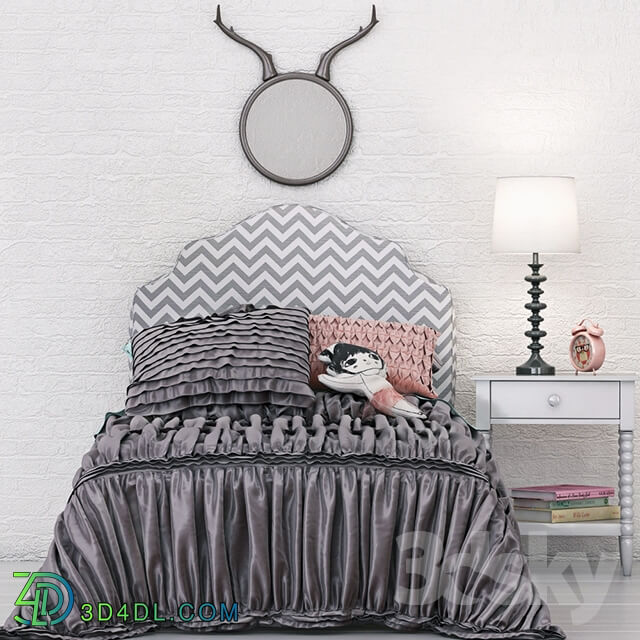 Landofnod Twin Arched Upholstered Headboard Pattern Zig Zag 